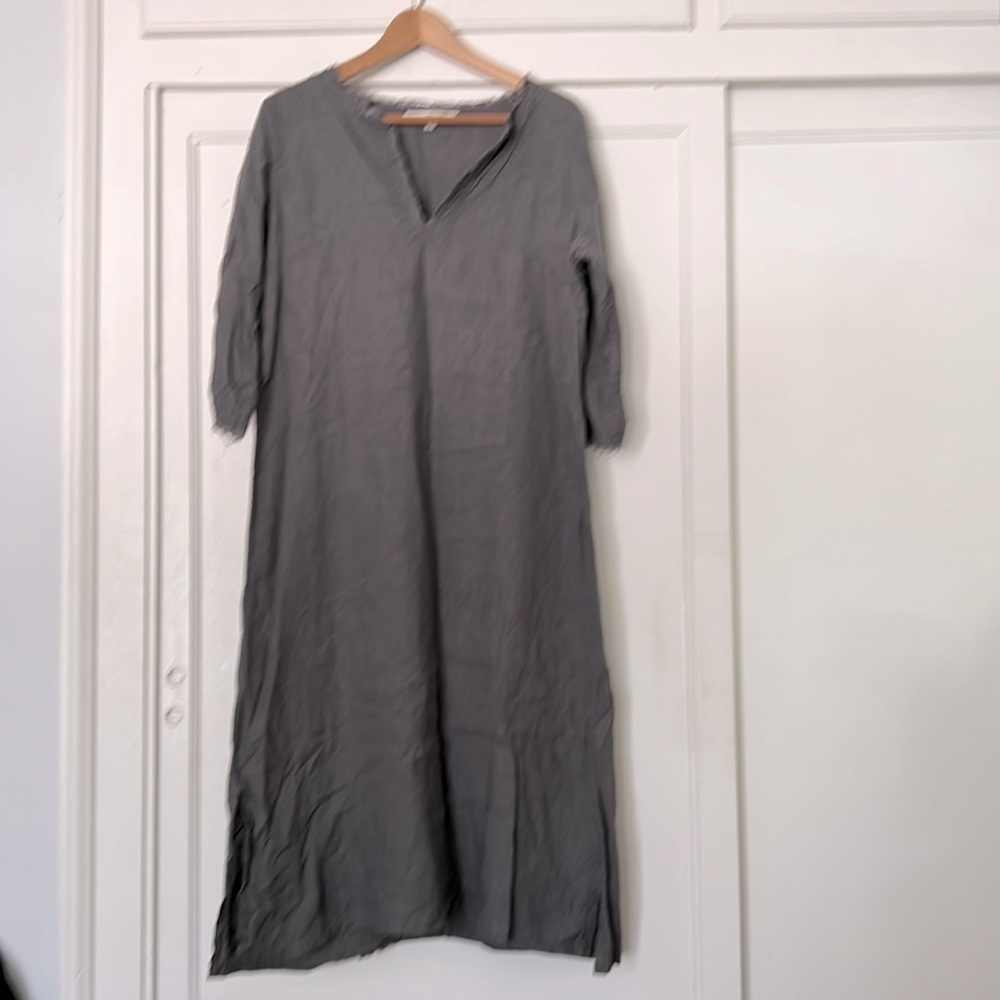 Erica Tanov Linen tunic dress- charcoal grey L